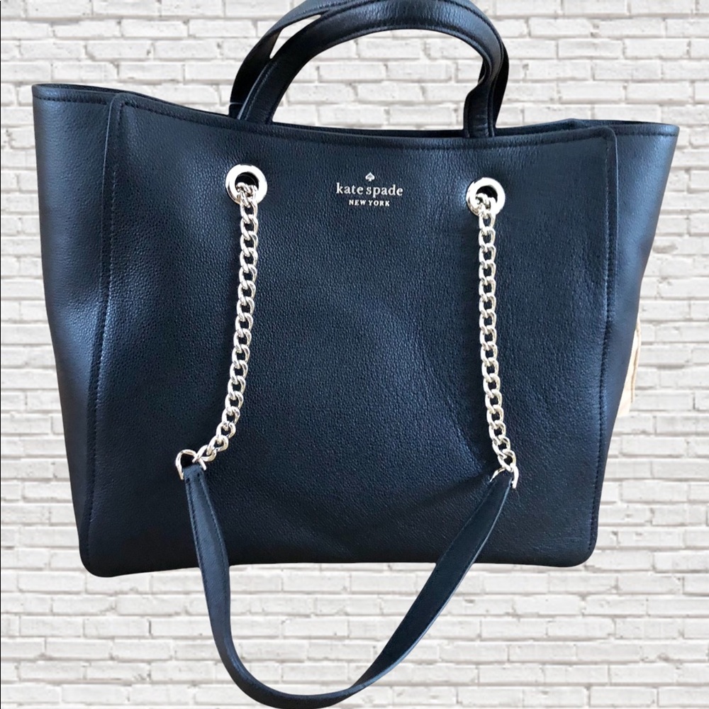 KATE SPADE • Large Pebbled Black Leather Bag - Picture 1 of 5